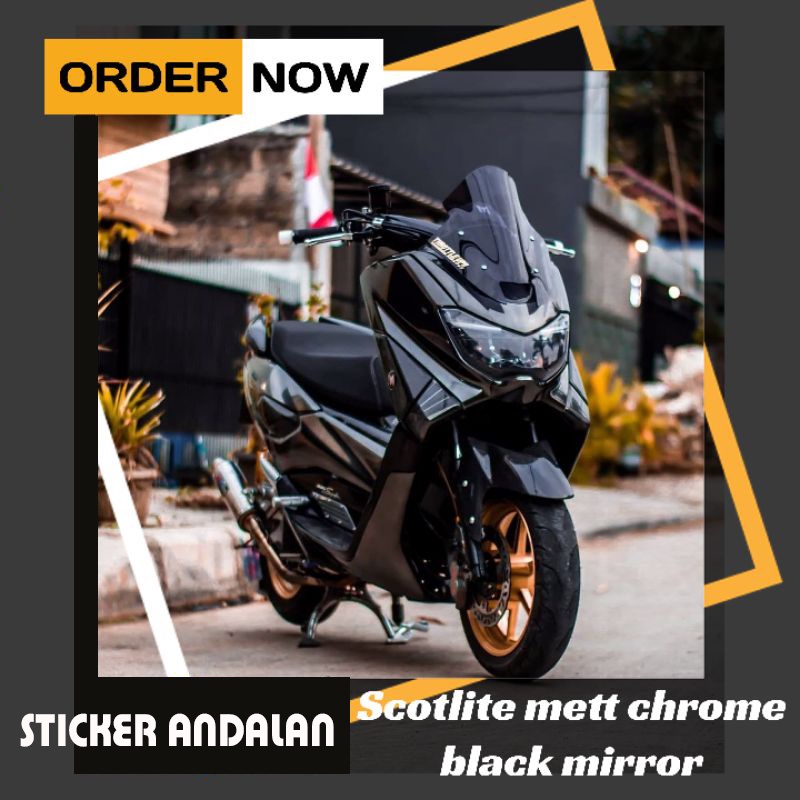 ALL NEW FLASH SALE Sticker skotlet motor mobil keren hitam metalic chrom mirror metalik krom mengkil