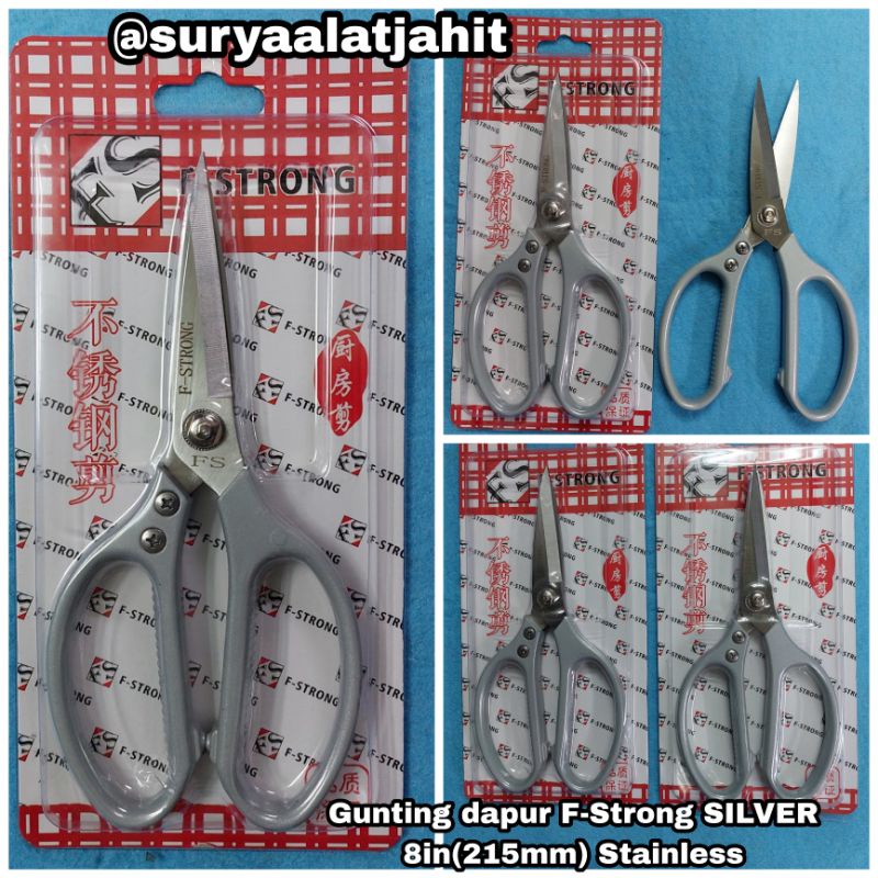 Gunting dapur F-Strong SILVER 8in (215mm) Stainless &amp; gagang aluminium =rp.45.000/1pcs