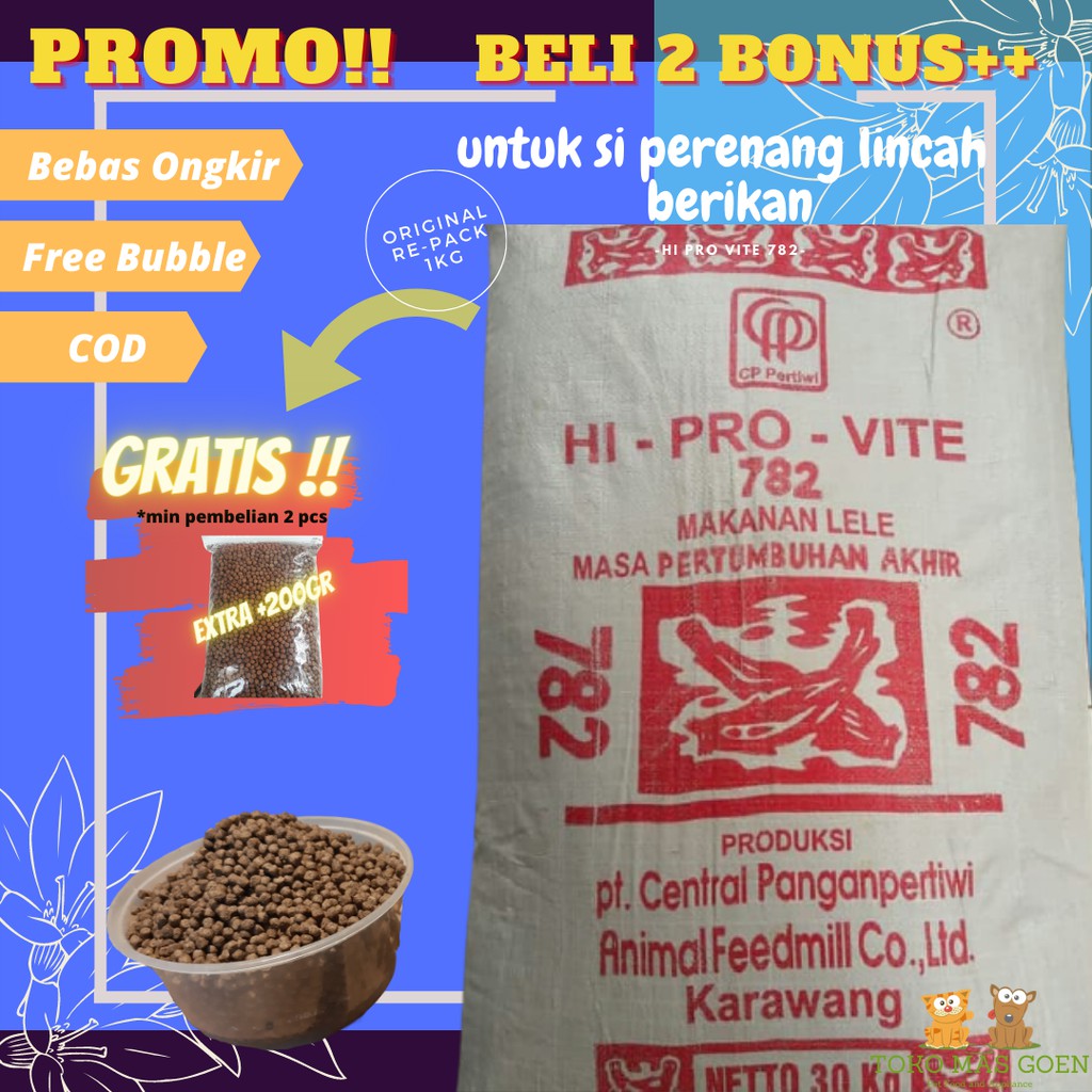 pakan makanan pelet apung ikan lele nila gurame mas 1kg 782 hi provite