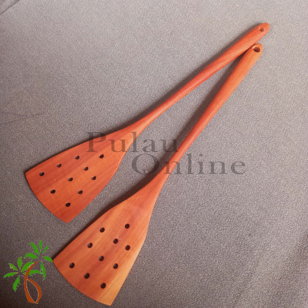 Spatula kayu Polos Jaring panjang 35 cm - Sutil kayu polkadot