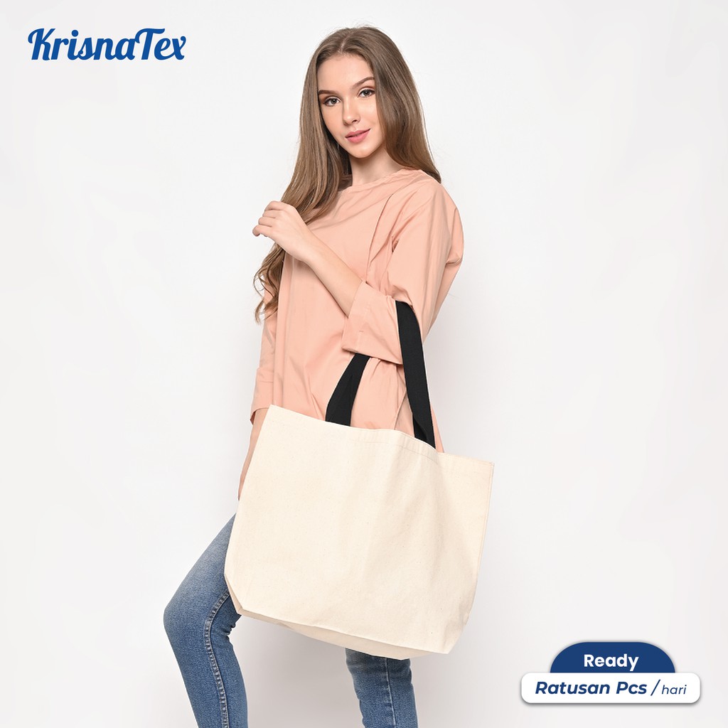 Tote Bag Alas Kanvas Natural Besar Polos - Tas Belanja Canvas Totebag