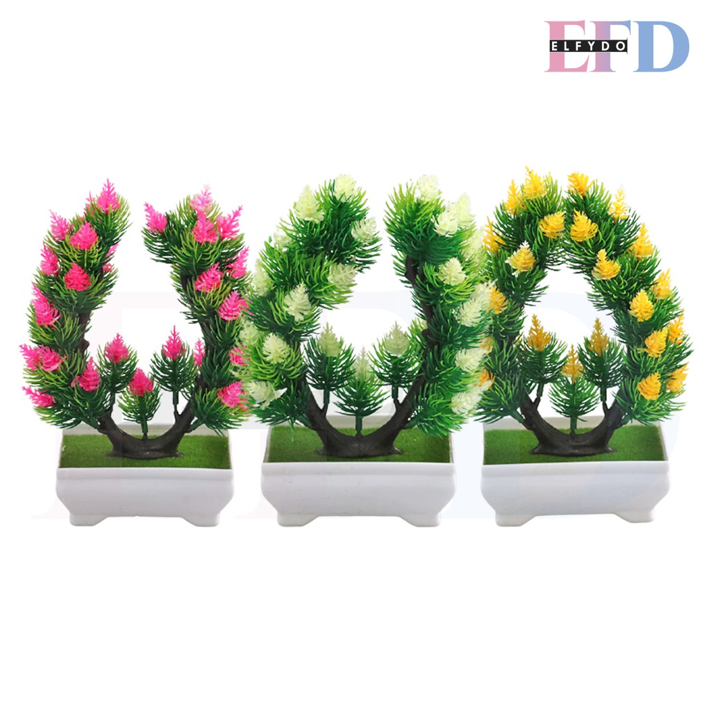 ELFYDO PT36 Pot Tanaman Hias Bunga Hias Plastik Ornamen Pot Bongsai Artificial Flower Decoration