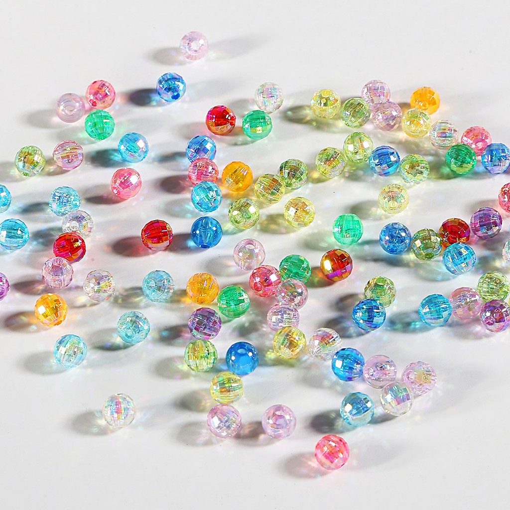 50/100PCS Faceted Acrylic AB Symphony Beads Transparent mixed color AB beads For DIY jewelry making accessories