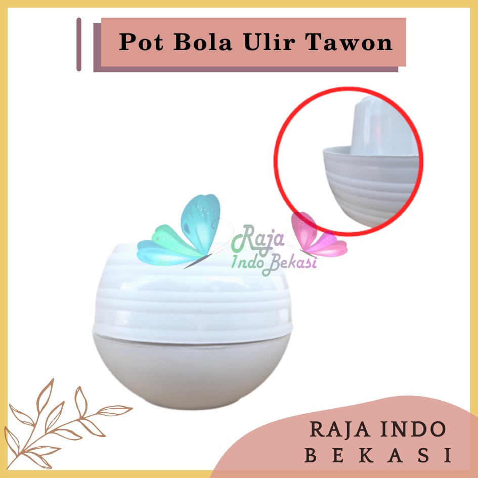 Rajaindobekasi Pot Bola Ulir Tawon Putih - Pot Bola Bulat Tanaman Plastik Putih Self Watering 25CM Bunga Hias Pot bunga plastik unik pot bola pot plastik putih /size 25/pot bola sultan