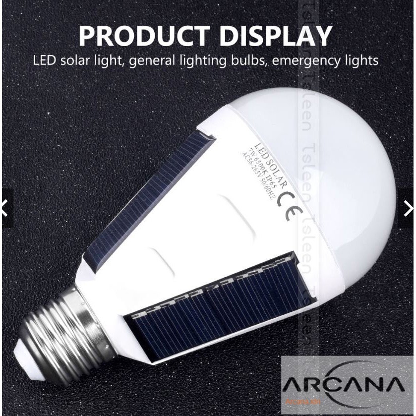 Lampu Bohlam Outdoor Solar Power E27 Bulb 7W Cool White Waterproof - 1979