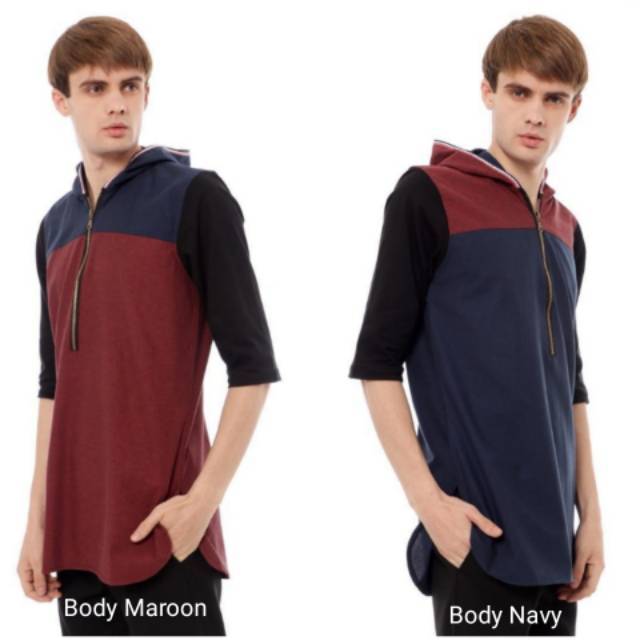 KURTA HOODIE PRIA ZIPPER MAROON dan NAVY