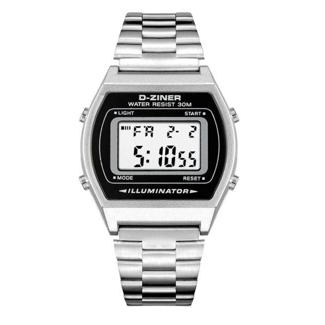 Jam Tangan Wanita Original D-Ziner 8214 Digital Stainless Steel Water