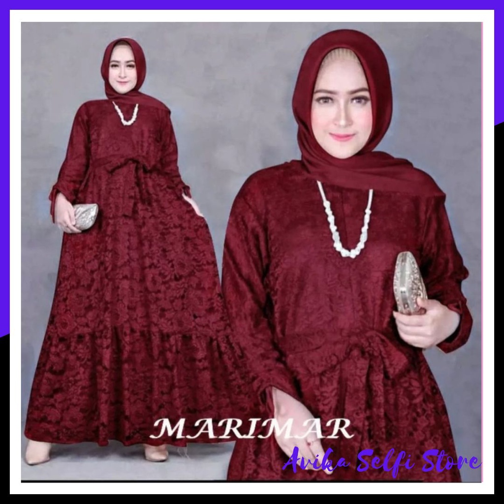 Baju Gamis Brukat Wanita Dewasa Pesta Kondangan Mewah Elegan Modern Trendy Trend Kekinian Murah Terb