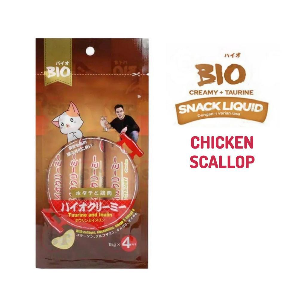 BIO CREAMY CAT TREAT SNACK CEMILAN KUCING BASAH CHICKEN SCALLOP meo