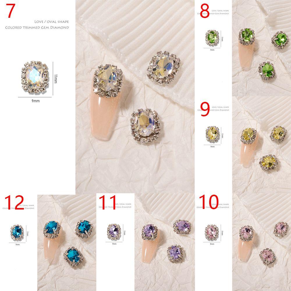 R-flower Nail Art Diamond Kristal Zircon Mewah Berbentuk Hati