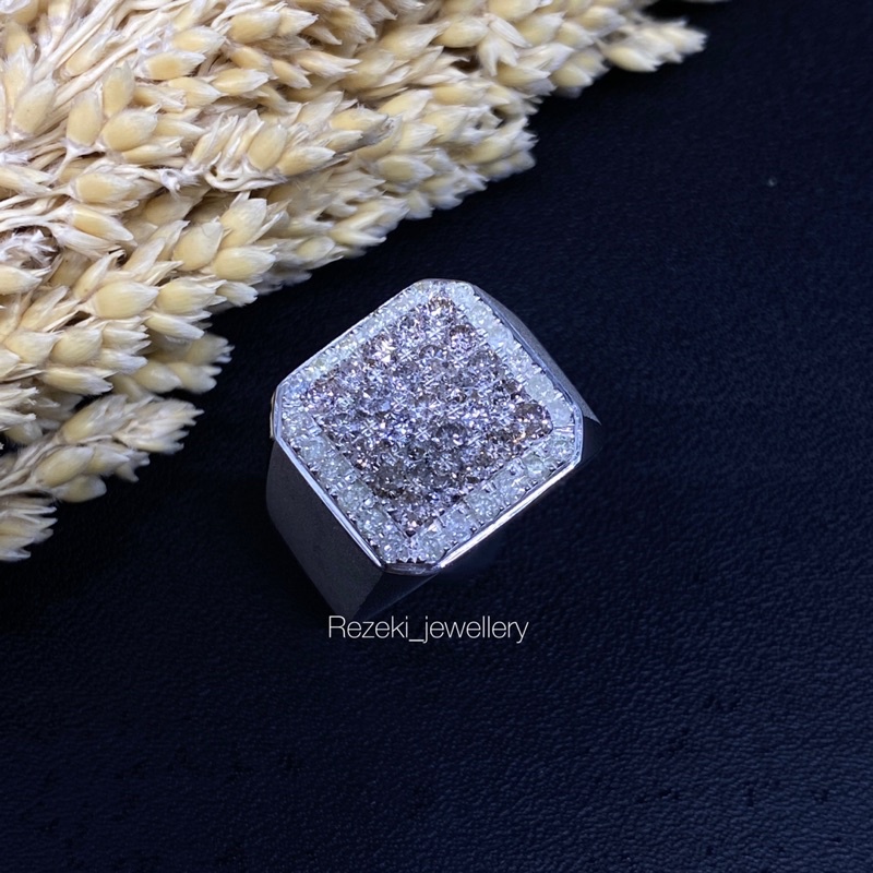 cincin perak laki laki natural diamond berlian eropa asli free sertifikat