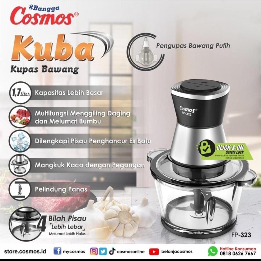 Cosmos Food Processor  FP-323 Copper Penggiling Daging Kapasitas 1,7Liter