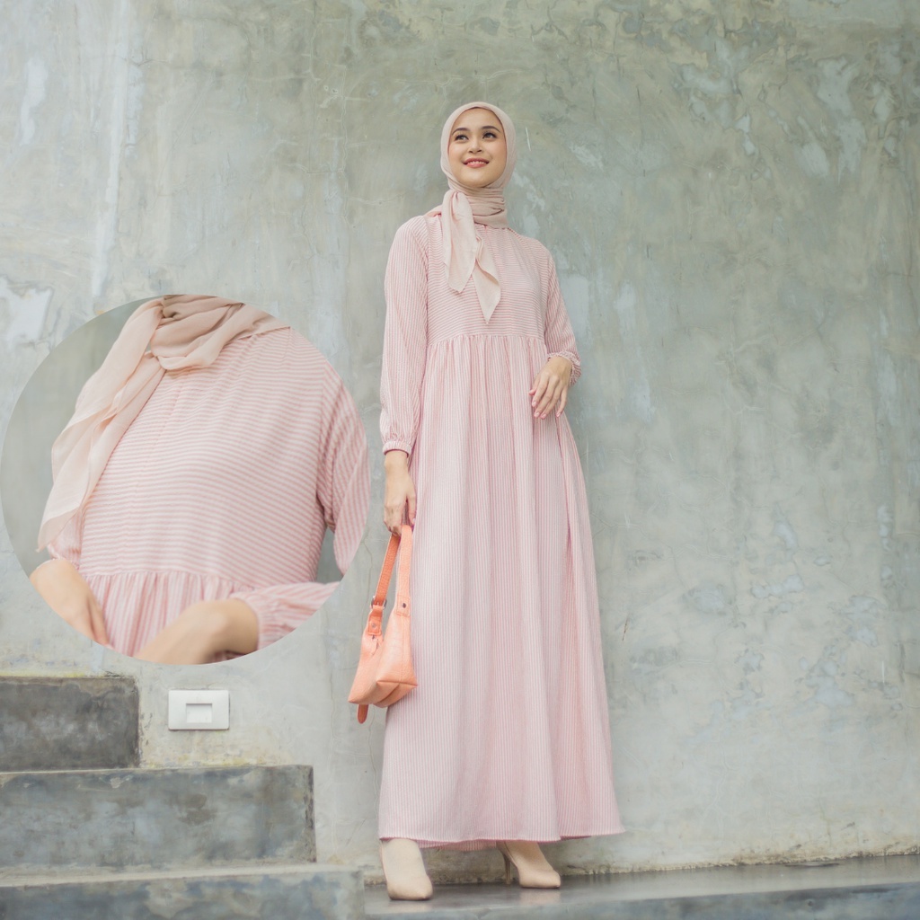 Le Khari Qonita Dress Bahan Rayon Twill Gamis Homedress Busui Size S - XL