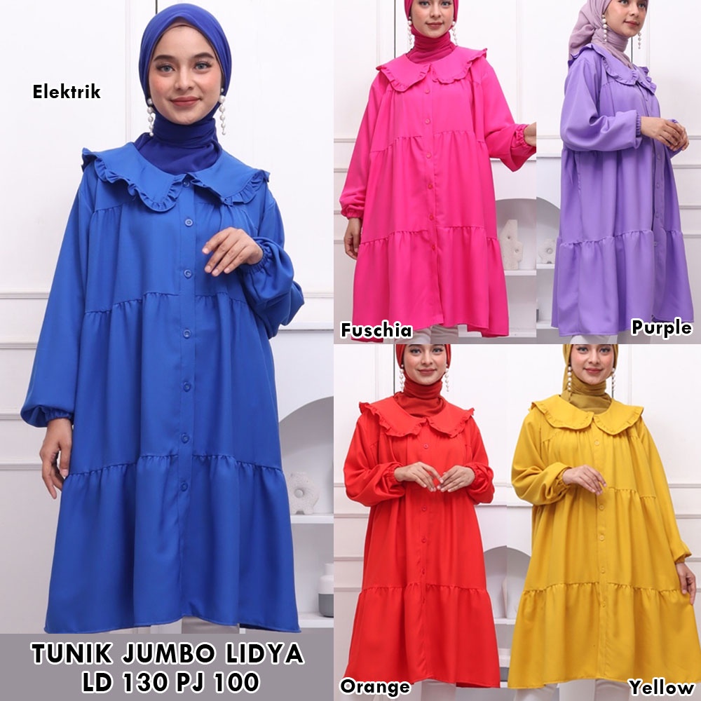 BIGCLO - (COD) LD 130cm Tunik Jumbo 3XL TU3XL2 Atasan Wanita Muslim Lengan Panjang