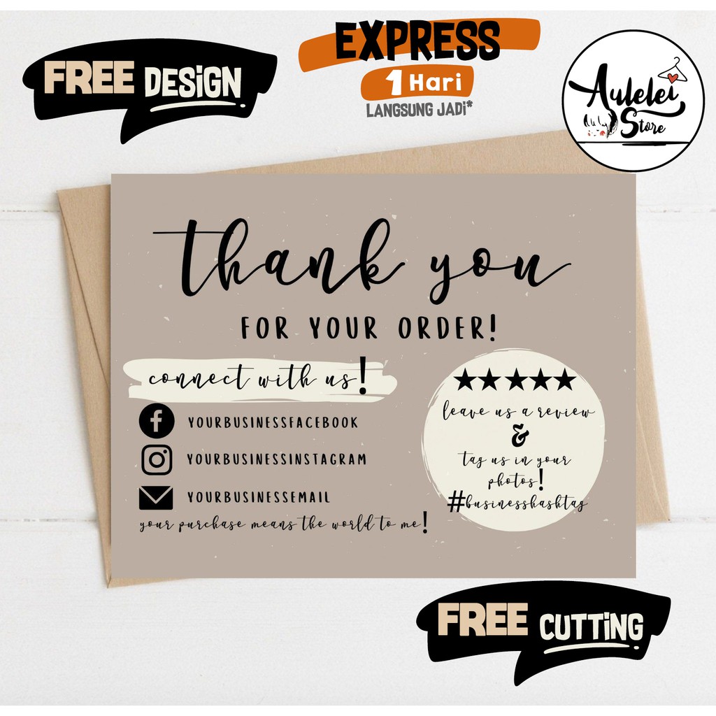 THANKYOU CARD OLSHOP CUSTOM /THANKS CARD / KARTU UCAPAN ...