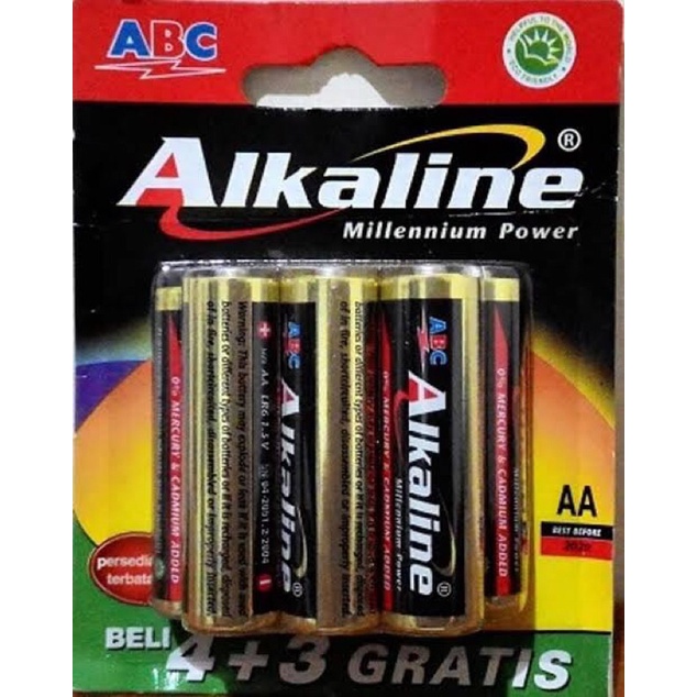 baterai ABC alkaline AAA isi 7pcs