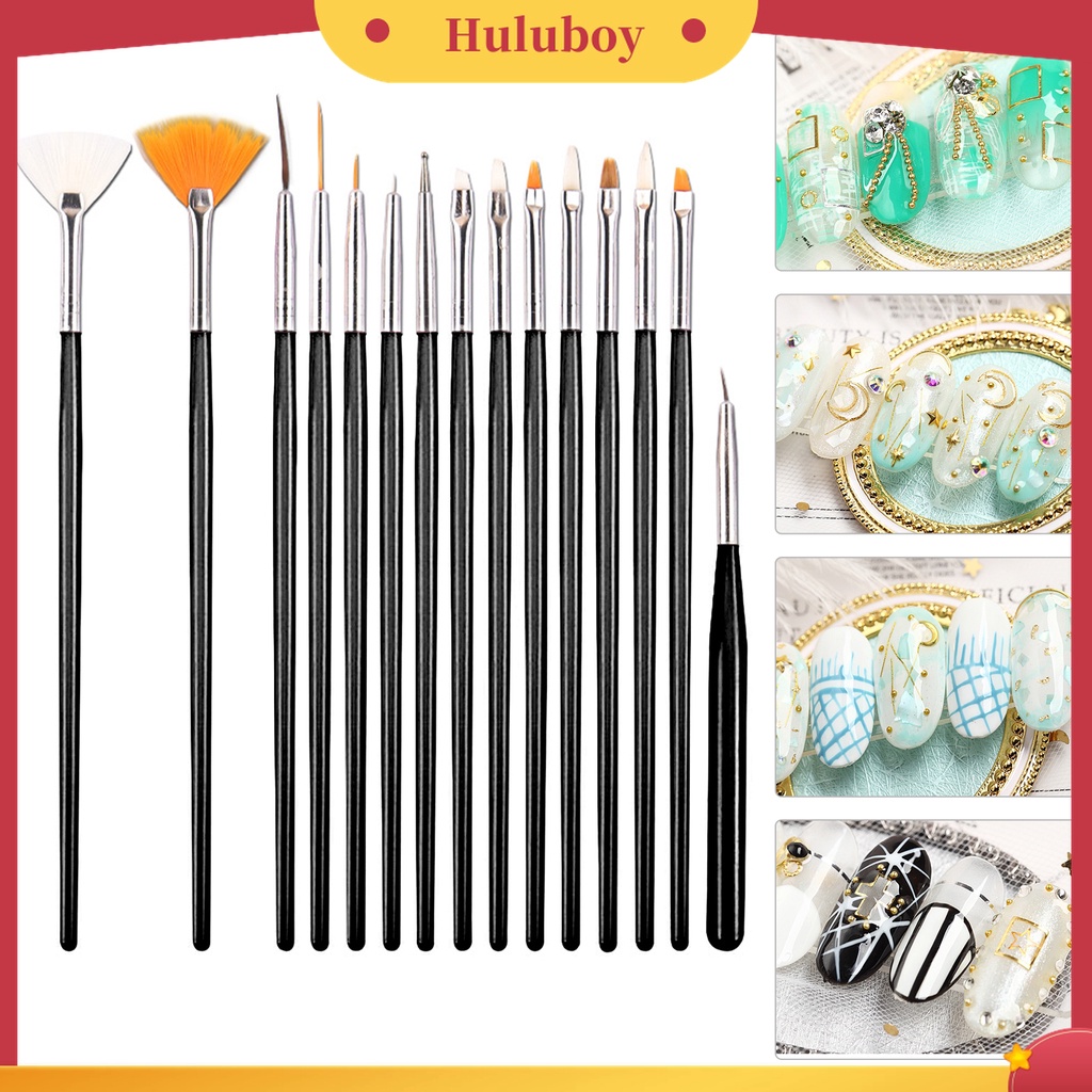 Huluboy Huluboy♡ 15 Pcs Pen Liner Bahan Plastik Mudah Digunakan Untuk Salon Nail Art