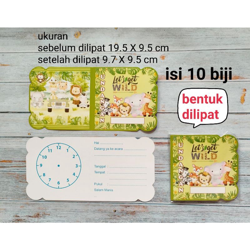 undangan ulang tahun karakter animal zoo kebun binatang safari hewan isi 10 pcs