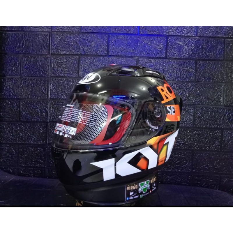 KYT HELM RC7#19 BLACK WHITE ORANGE ORIGINAL SNI DOT