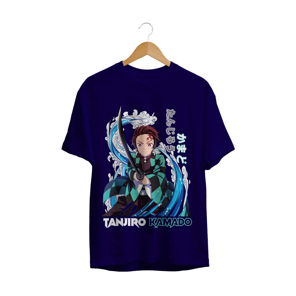 KAOS T-SHIRT ANIME KAMADO TANJIRO WAVE BLUE  MANGA JAPAN ORIGINAL DISTRO