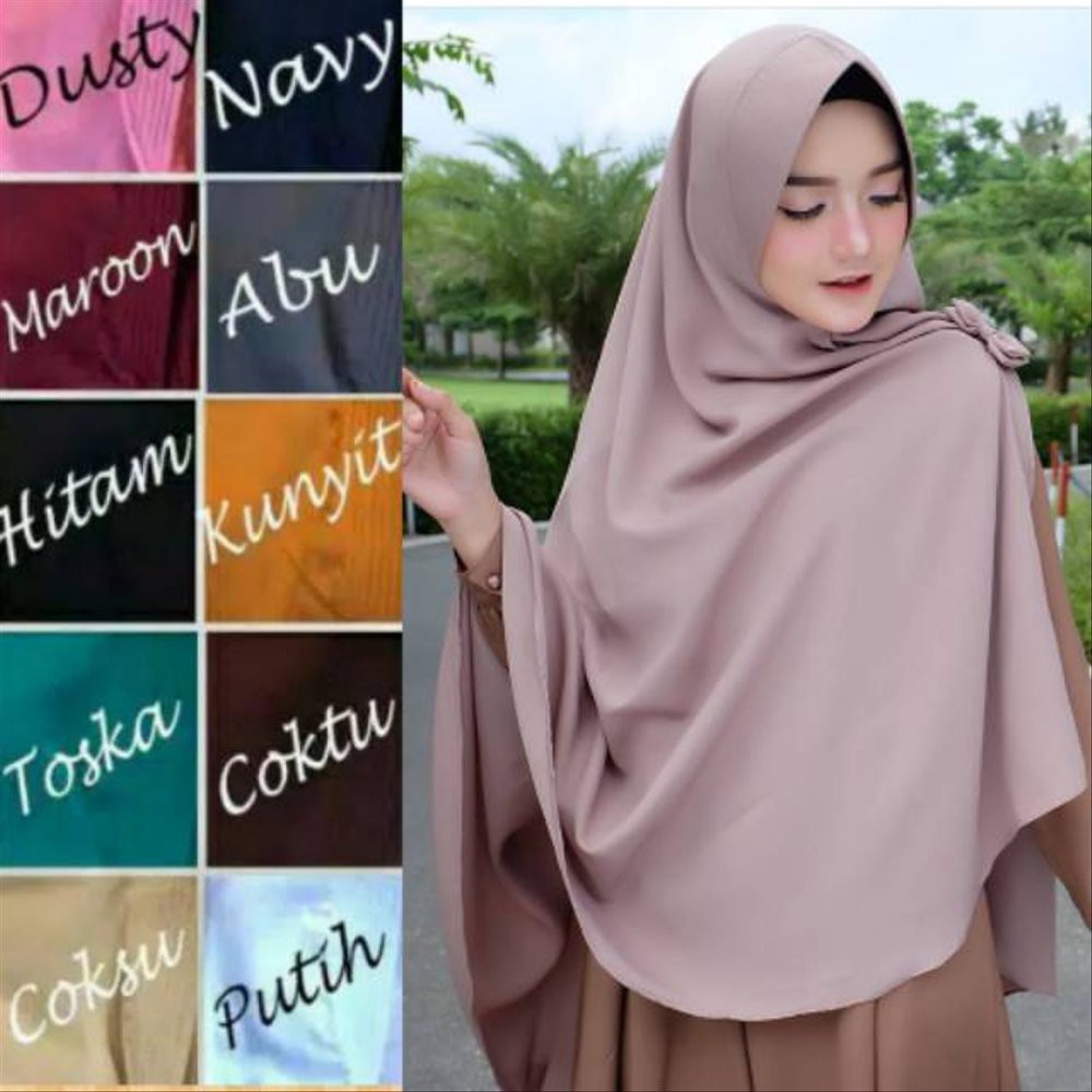 Alny Hijab - Jilbab Instan Khimar Jumbo Belah Tengah Kupu / Khimar Pet Jumbo Belah Kupu Hijab Syari