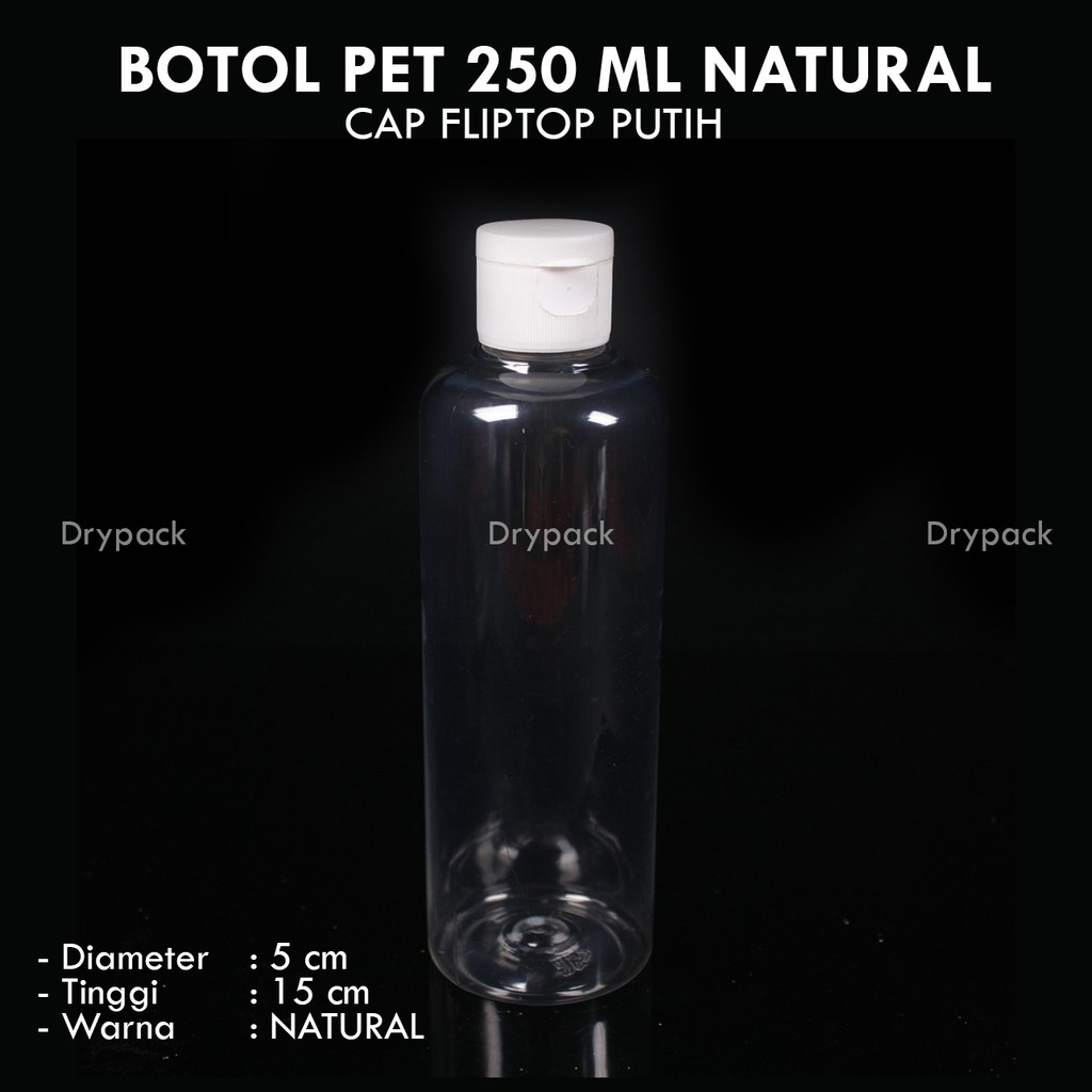 Botol PET 250 ML Natural Fliptop