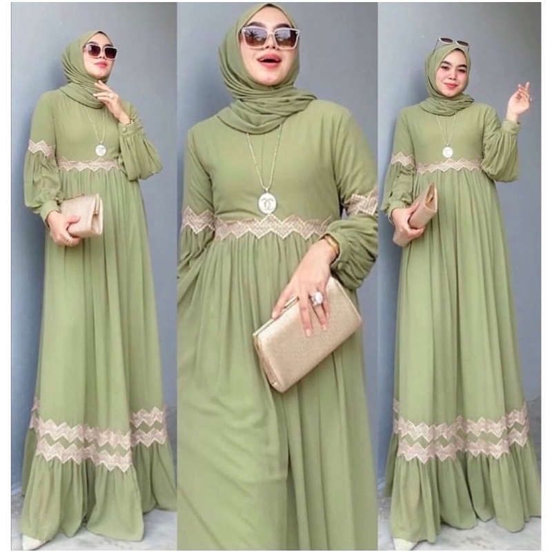 RLN  dress kimiko baju gamis wanita baju muslim wanita dress wanita muslim dress kondangan wanita ga