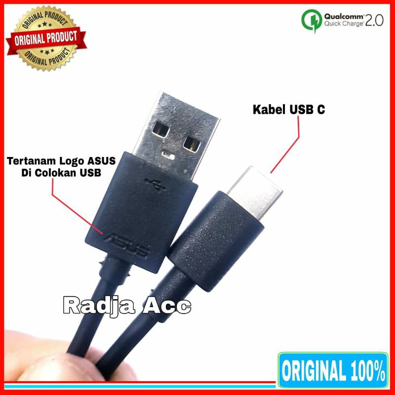 Kabel Data Asus Zenfone 5 5Z 6 USB C Original 100% Fast Charging Type C