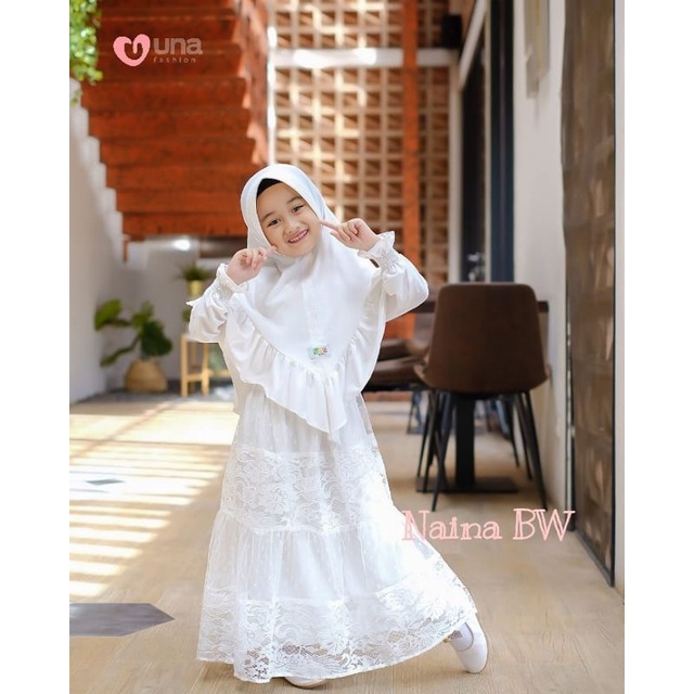 Gamis Syari anak warna putih premium by Una Fashion / Gamis syari putih anak / Gamis manasik anak