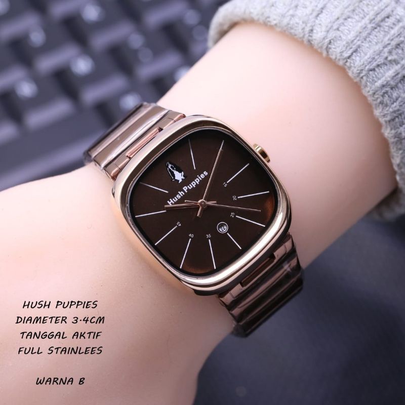 Jam Tangan Wanita / Cewek Hush Puppies Rantai Segi Tanggal Aktif