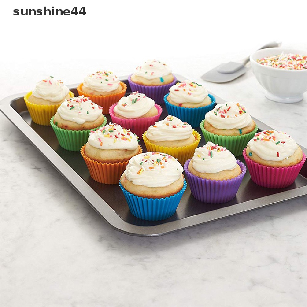 Sunshine 5Pcs Cetakan Cupcake / Muffin / Kue Bentuk Bulat Bahan Silikon