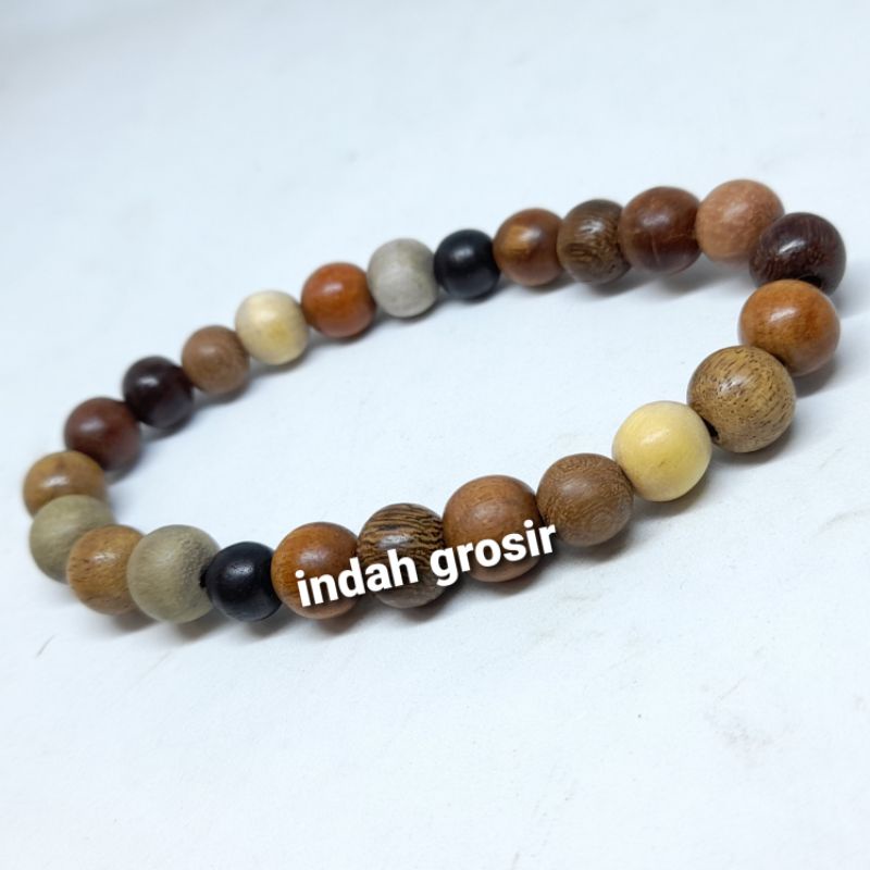 gelang kayu bertuah 13macem 8mm isi 26butir