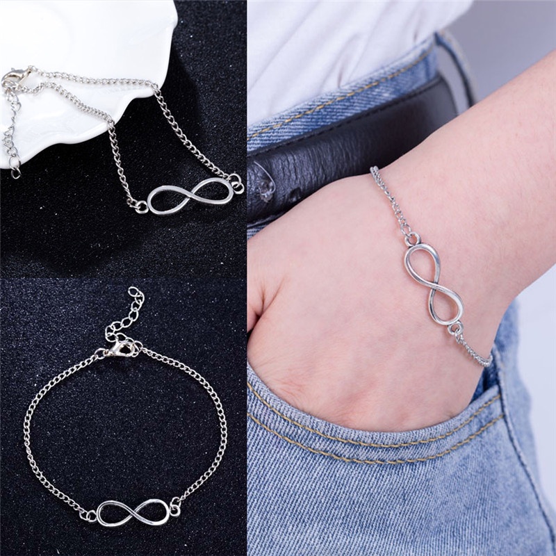 Gelang Lapis Silver Bentuk Angka 8 Untuk Pria / Wanita