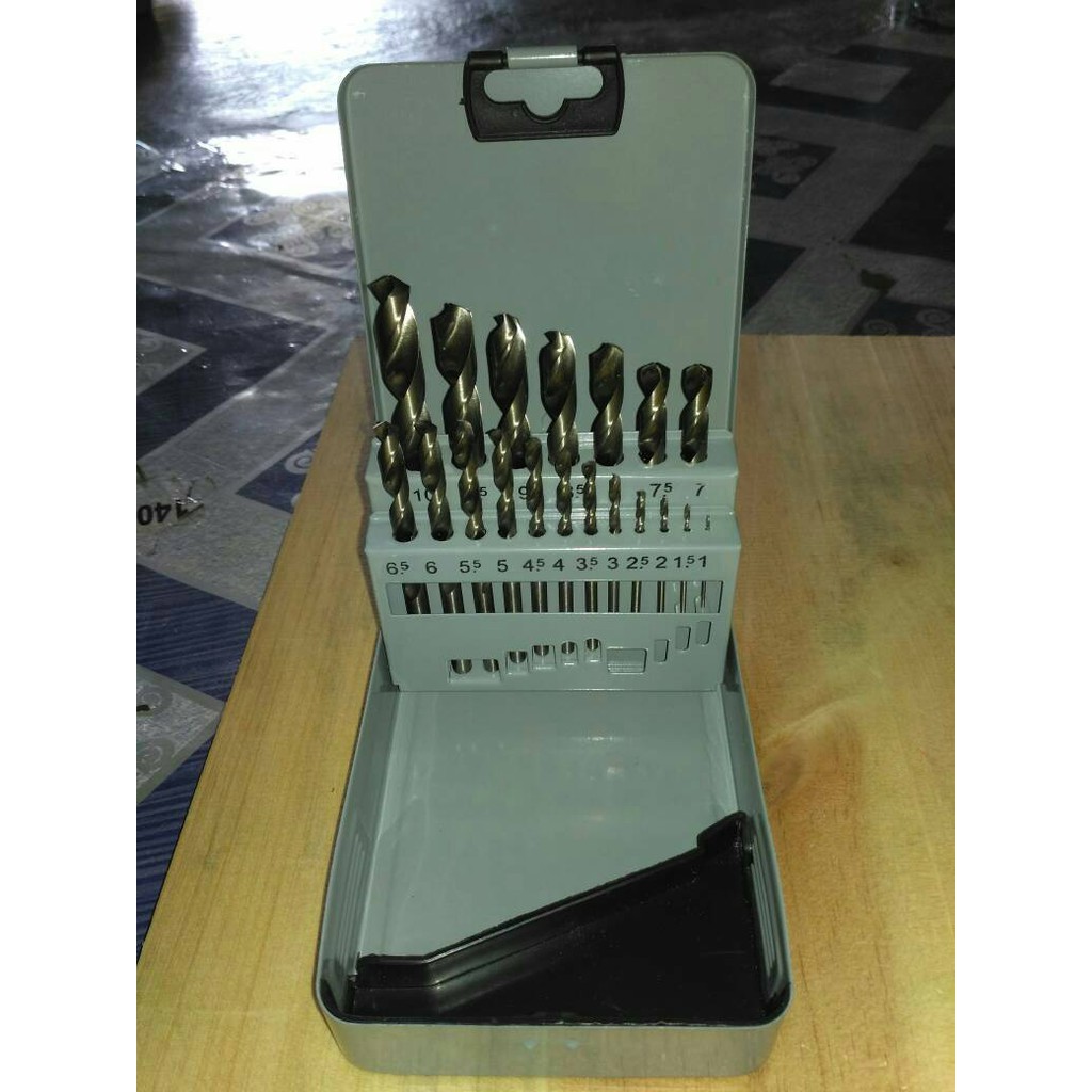 Mata Bor Besi Logam HSS Twist Drill Bit Set 19pcs Fujiyama