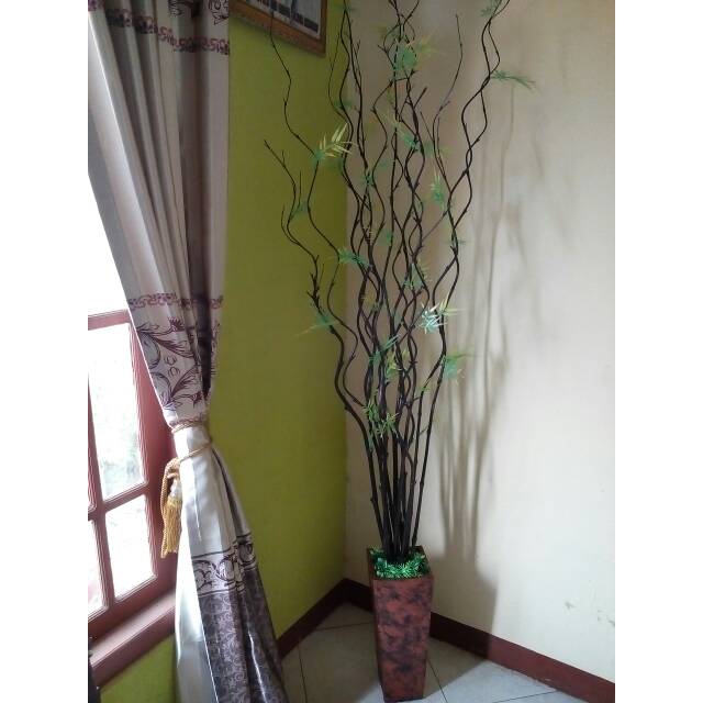 Bambu ulir daun bambu sintetis perbatang