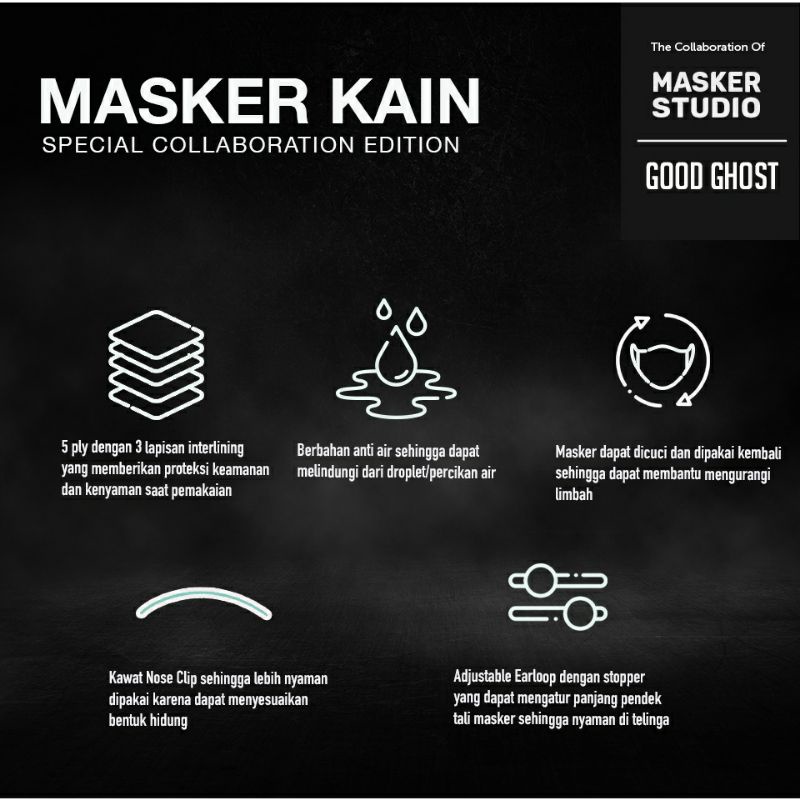 Masker Kain Motif Fashion Waterproof 5ply by Masker Studio