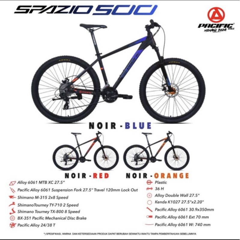 Sepeda Gunung MTB 27.5 Inch Pacific Spazio 500 Terbaru