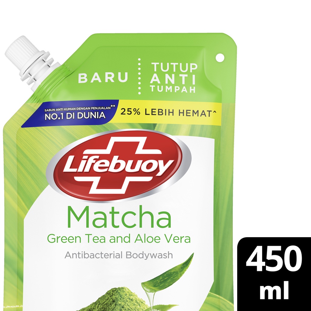 Lifebuoy Antibacterial Body Wash Refill Matcha Green Tea 450 ml