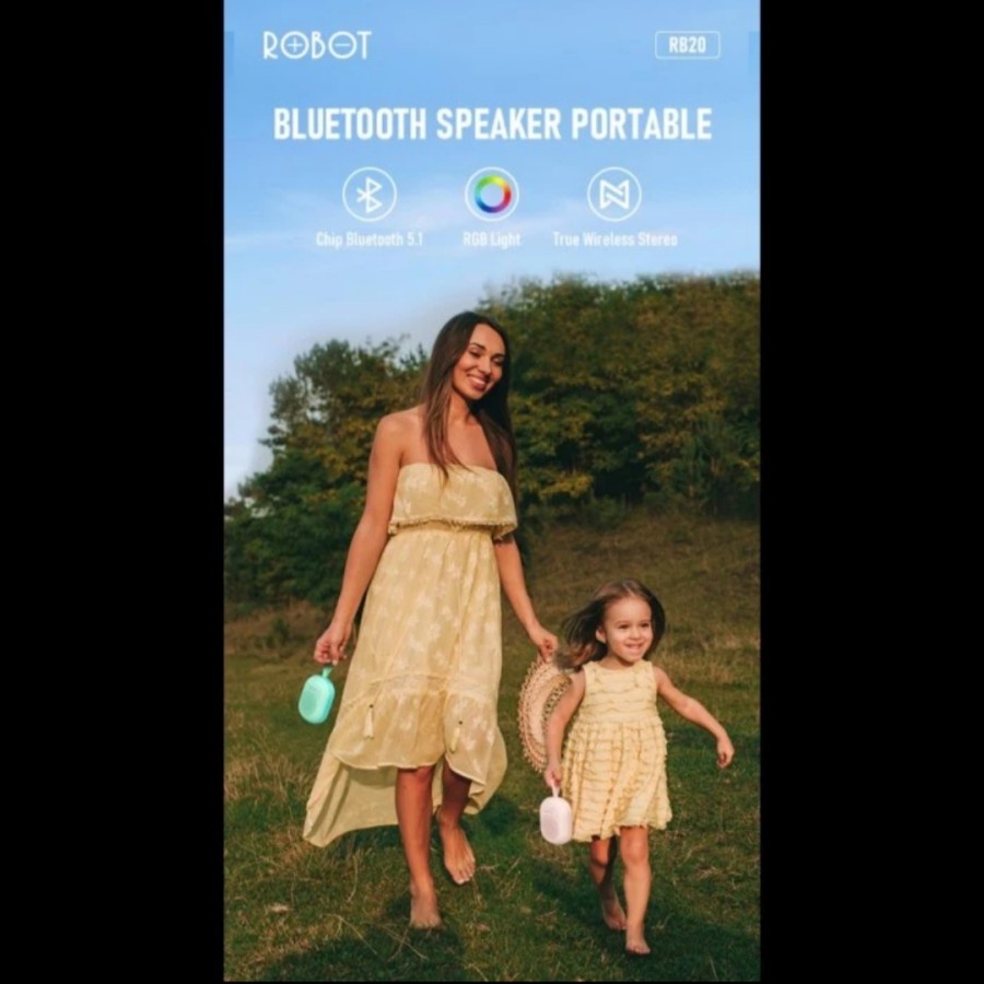 GARANSI 1 TAHUN SPEAKER ROBOT RB20 BLUETOOTH 5.1 TWS PORTABEL SPEAKER WITH RGB