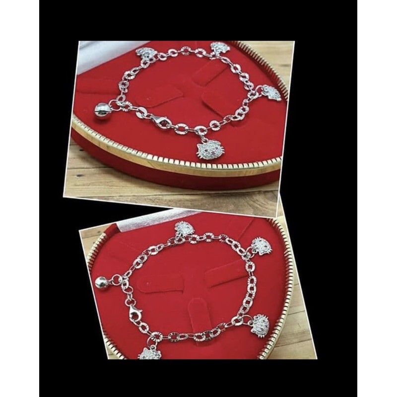 Gelang tangan hellokitty gelang tangan wanita perak 925 lapis emas putih