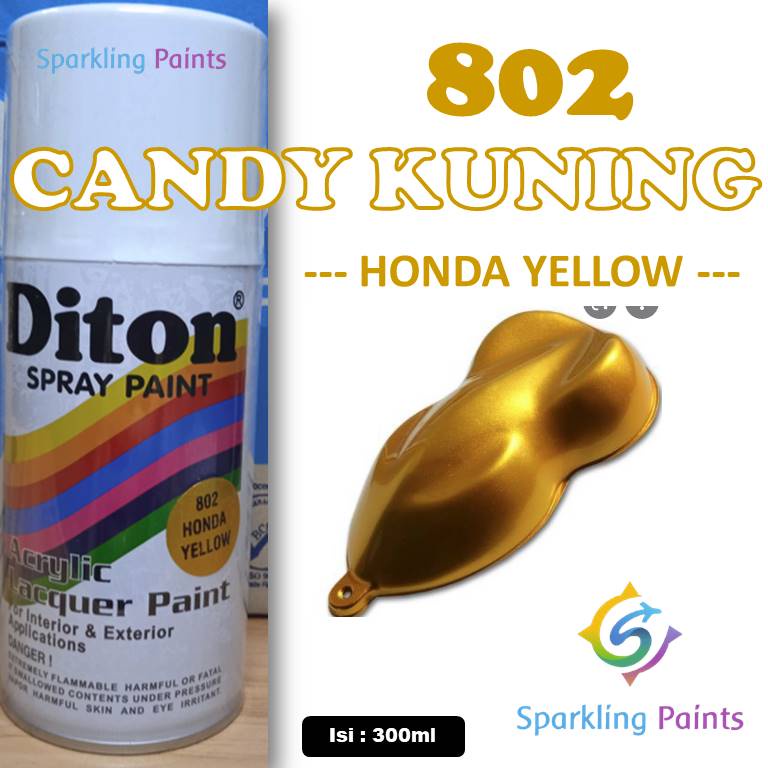 Pilox Diton Honda Yellow 802 Kuning Candy Tone Candytone Transparan Cat Pilok 300ml Warna Kendi Metalik