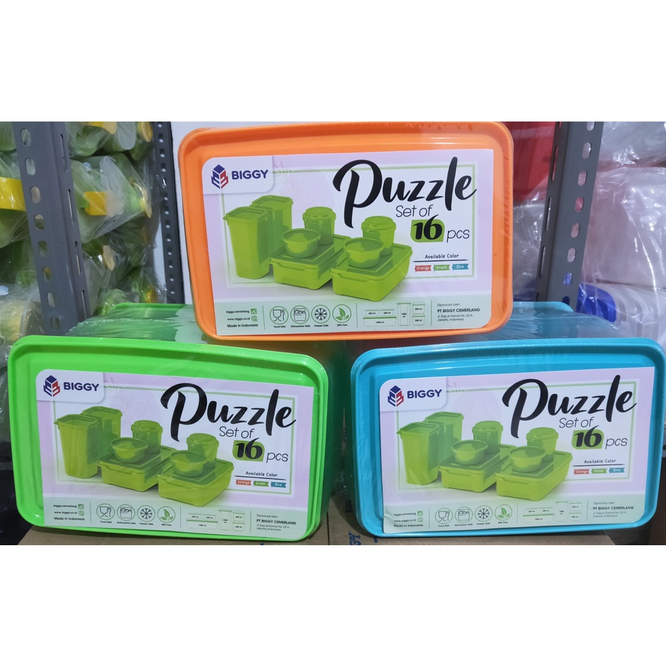 Toples Biggy Puzzle 16 set / Sealware Wadahnya Kue Bumbu Dapur 8 Tambah tutup 8 BPA Free / Food Box