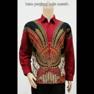 Hem kemeja atasan seragam batik  panjang pria  pola  warna 