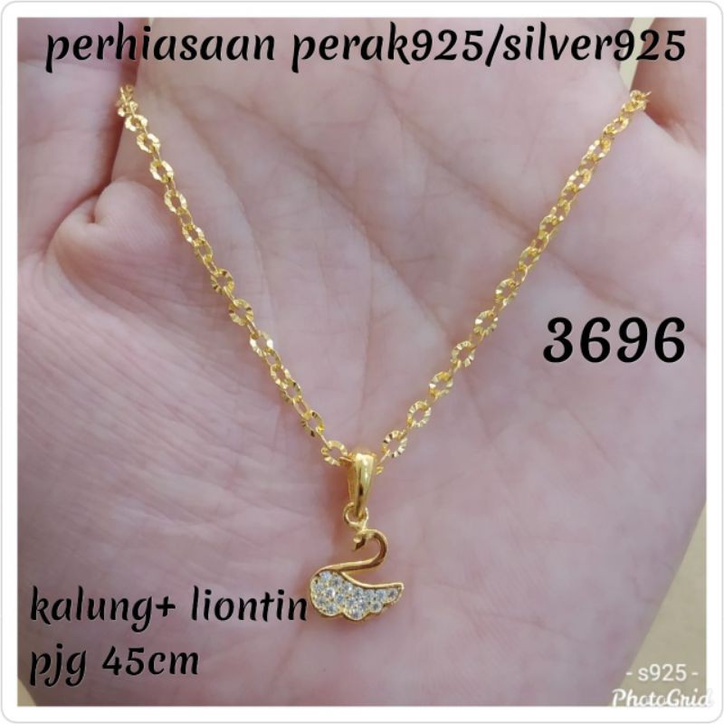 KALUNG+LIONTIN ANGSA KUNING 3696 PERAK 925 #fas