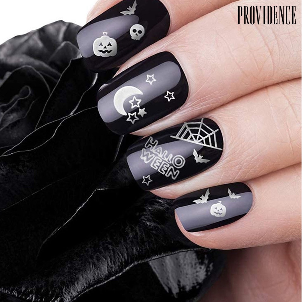 Providence 1 Sheet Nail Stickers Halloween Theme Pattern Self-Adhesive Paper Pumpkin Ghost Fingernails Decals Nails Accessories