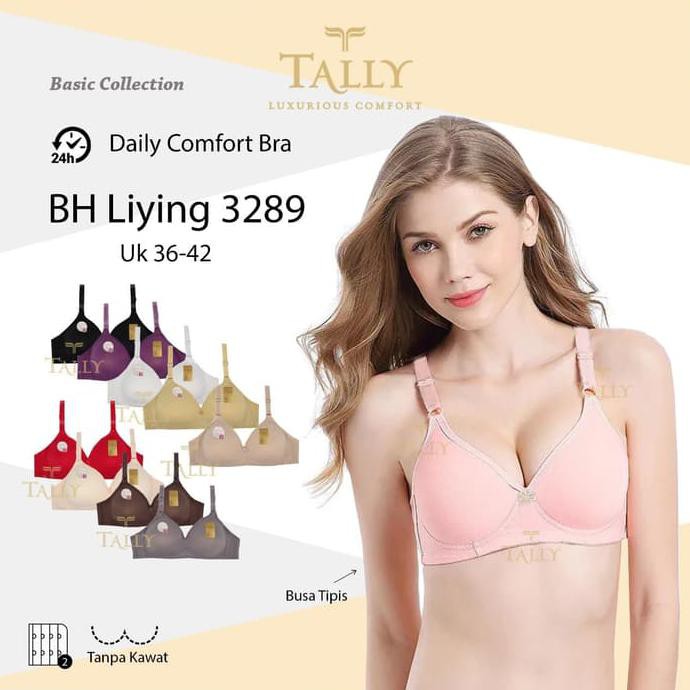 Bh Liying BRA TALLY Import Tanpa Kawat Busa Tipis 36-42 TALLY 3289 - 36