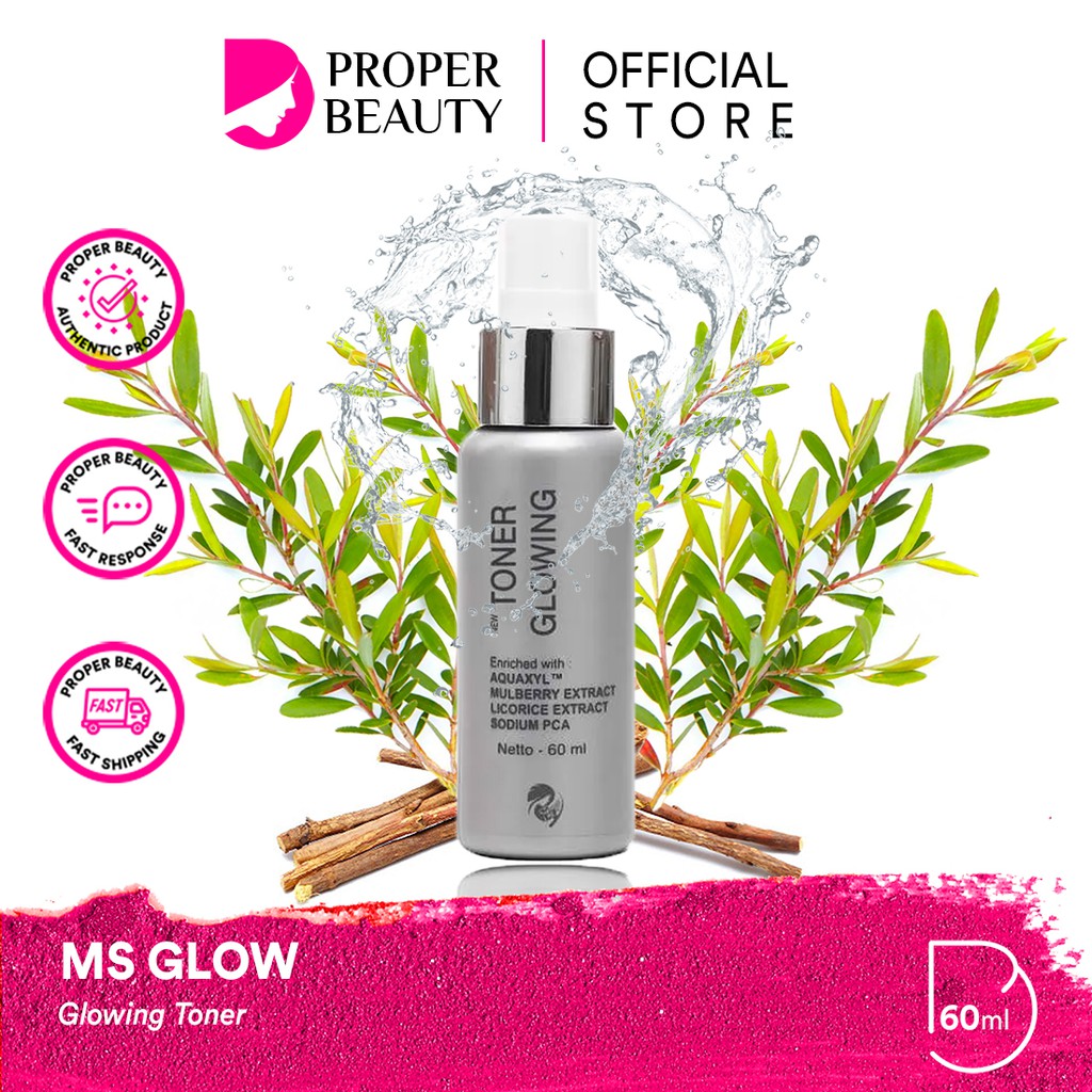 MS GLOW Glowing Toner Indonesia / Acne Clear Facial Wash Serum Night Cream Clay Mask Eye Gel Mask