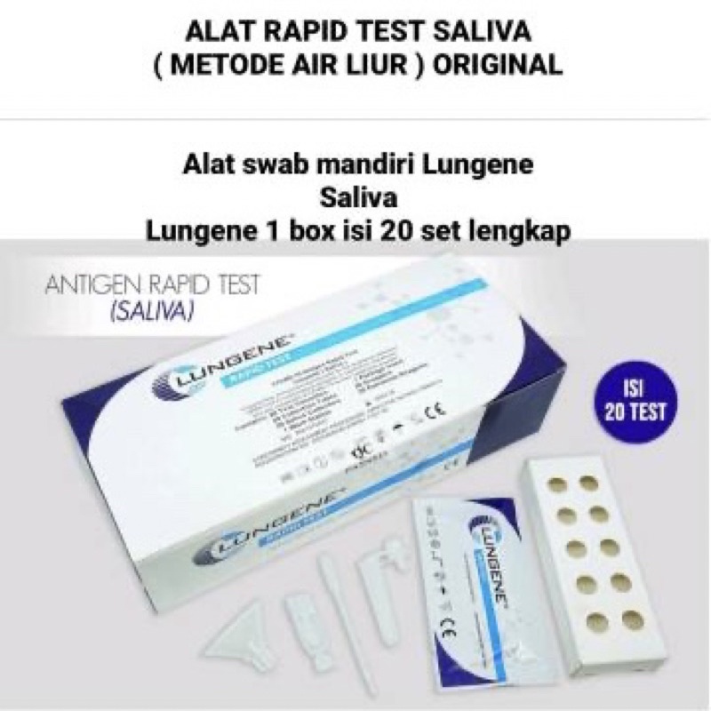 /BOX ALAT RAPID TEST ANTIGEN LUNGENE BIRU MERAH PUTIH SALIVA AIR LIUR ORIGINAL KEMENKES AKD
