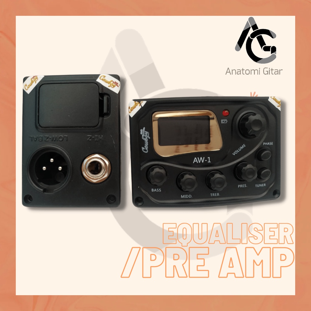 Preamp Gitar Akustik Pickup Gitar Equaliser Cowboy AW01