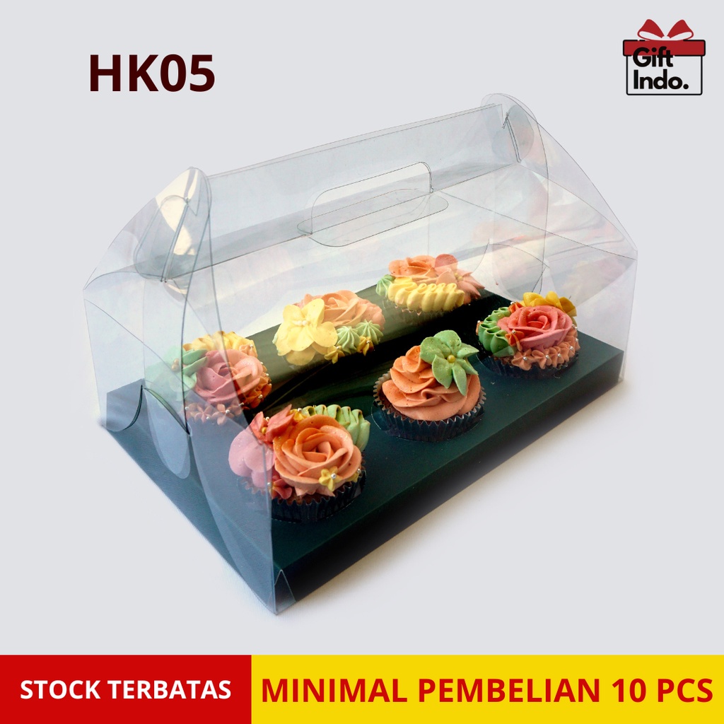 Jual Kotak Mika Cupcake isi 6 lubang Gable Box Cupcakes Lubang 6 Gable